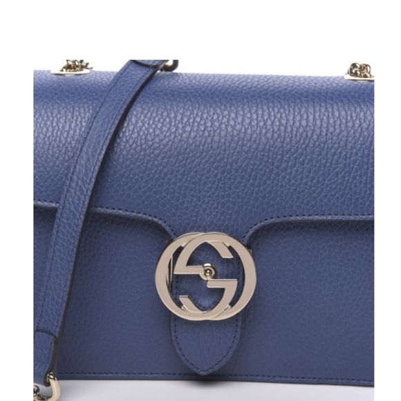 GUCCI Dollar Calfskin Medium Interlocking G light gold chain Shoulder - Picture 6 of 16